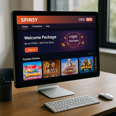 Spinsy Casino - Desktop Interface - Klares Design und Navigation