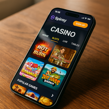 Spinsy Casino - Mobile Interface - Responsive Design für iOS und Android